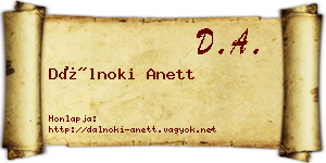 Dálnoki Anett névjegykártya